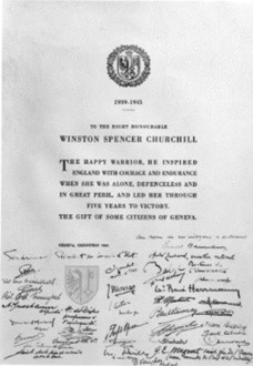 Памятное письмо к часам Уинстона Черчилля