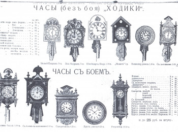 Ходики работы шараповских фабрик в продаже, 1910-е гг.